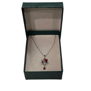 NWOT Hello Kitty Clear and Red Rhinestone Anklet With Silver Tone Chain